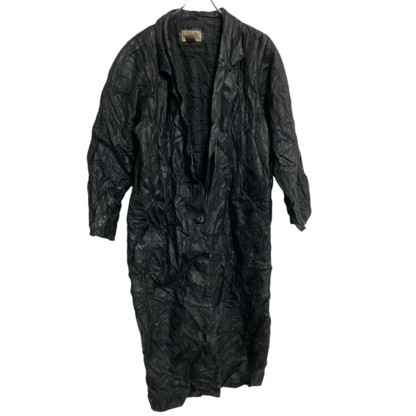 LIZ BAKER ESSENTIALS レザーコート M レディース ブラック ロングコート 古着卸 アメリカ仕入 a703-5069