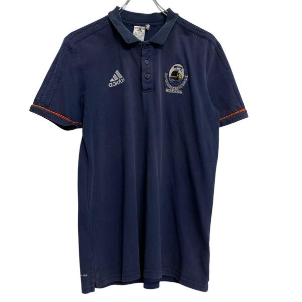adidas 半袖 ポロシャツ L ネイビー アディダス ハーフボタン ワン 