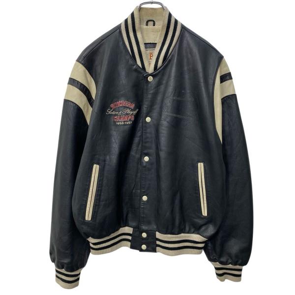 BOMBERS レザースタジャン M ブラック ボンバージャケット 古着卸