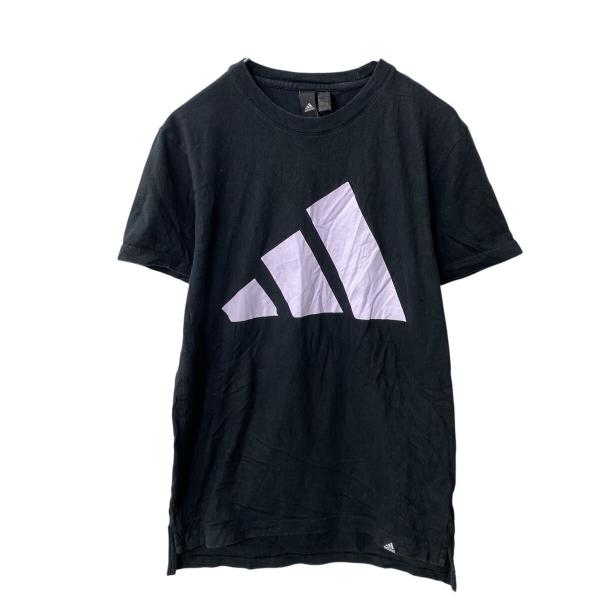 adidas 半袖 プリントTシャツ S ブラック アディダス 裾スリット