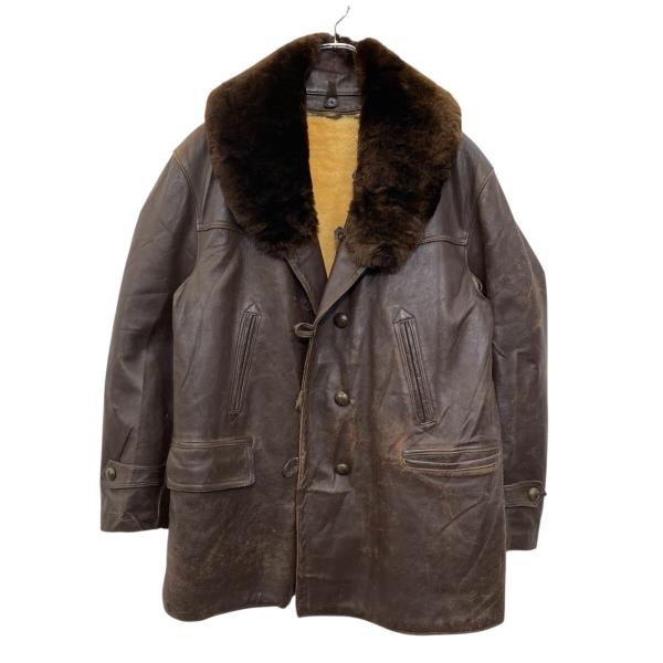 ユーロ レザーカーコート XLサイズ ブラウン 〜50's ムートン ランチ