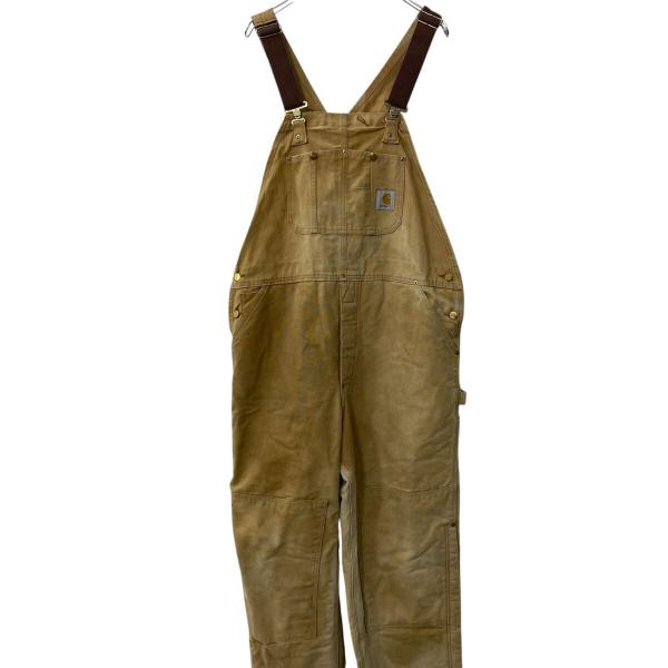 Carhartt ダブルニー ダック オーバーオール 42 USA製 Carhartt 中綿 ダック ダブルニー オーバーオール W42 ブラウン