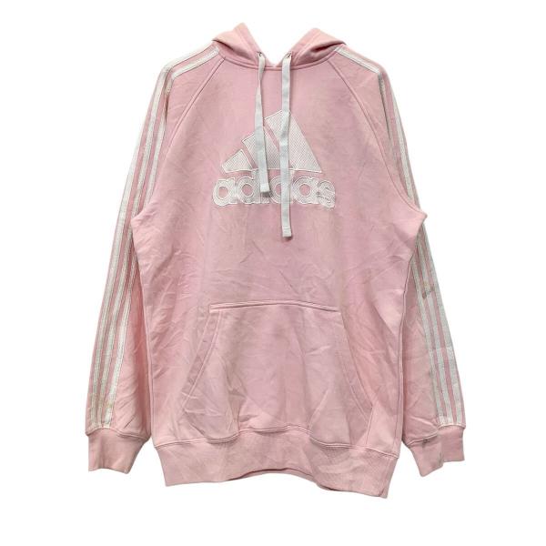 adidas ロゴスウェット パーカー O ピンク アディダス オーバーサイズ