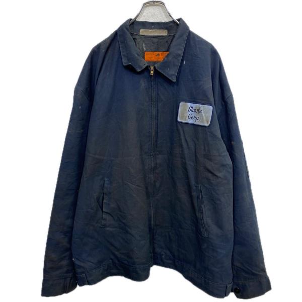 【70s】USA製 RED KAP ジップアップ ワークジャケット ネイビー RED KAP ワークジャケット 2XL ネイビー レッドキャップ USA製 作業着