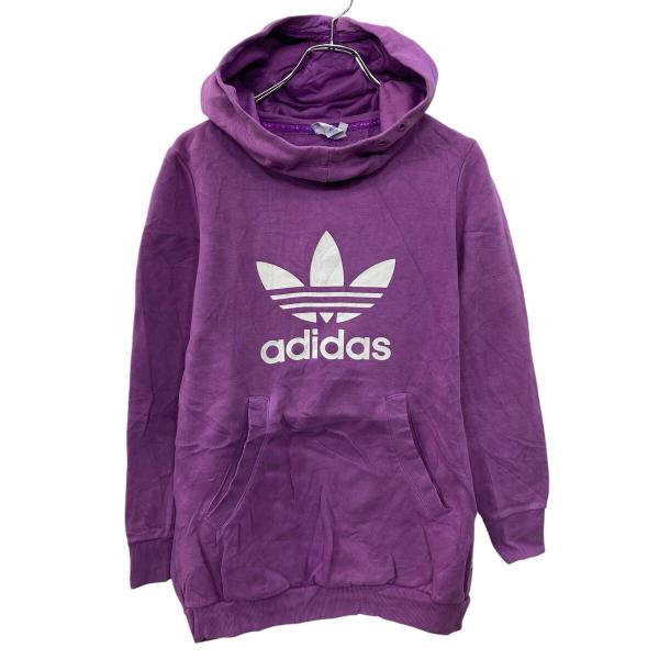 adidas レディース ロゴプリント スウェット パーカー XS パープル