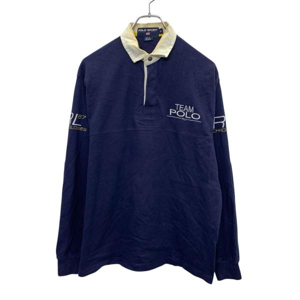 POLO SPORT 長袖 ポロシャツ S ネイビー ポロスポーツ スナップボタン