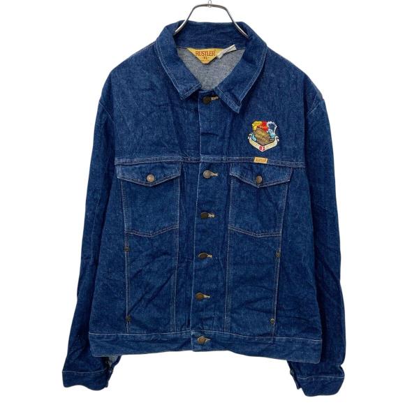 90s RUSTLER デニムジャケット XL インディゴブルー ラスラー ボタン