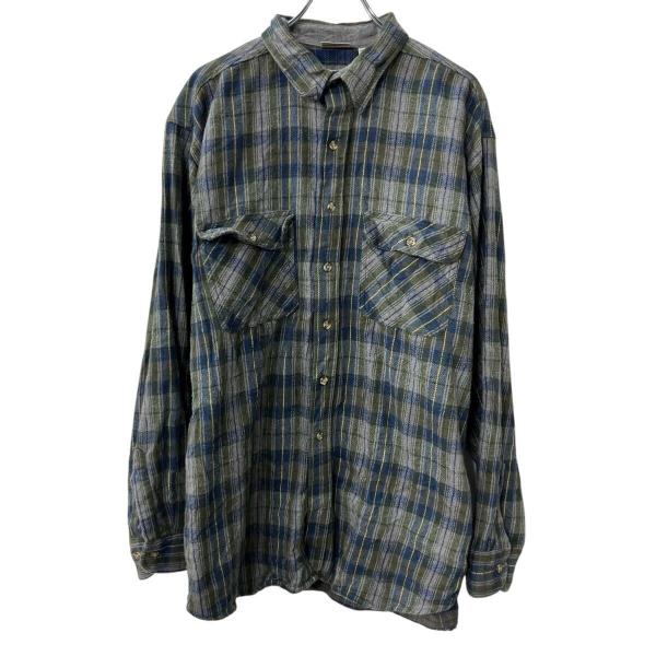 FIELD & STREAM 長袖 ネルシャツ XL グレー マルチカラー チェック柄