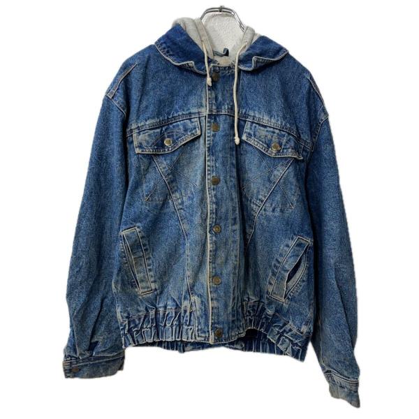 ASH CREEK TRADING デニムジャケット　ブルゾン　レザー　古着 ASH CREEK TRADING デニムジャケット M ブルー フーディー スナップ