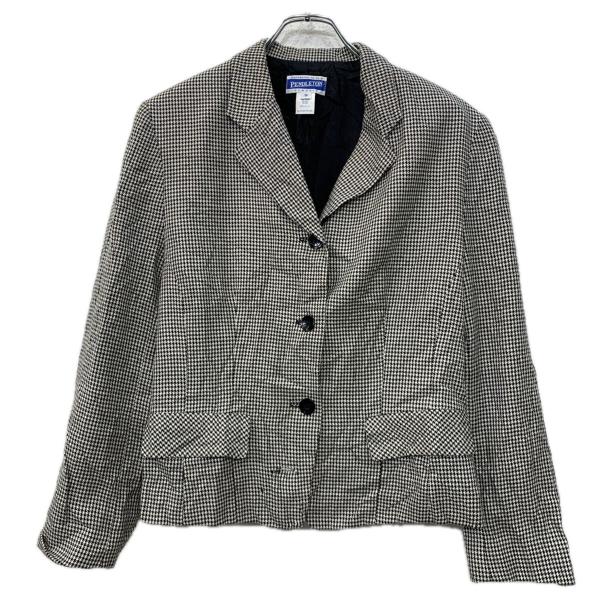 USA製 PENDLETON テーラードジャケット XXL レディース ブラック ホワイト ジャケット 千鳥格子柄 ボタン ブレザー 春物 a711-6671