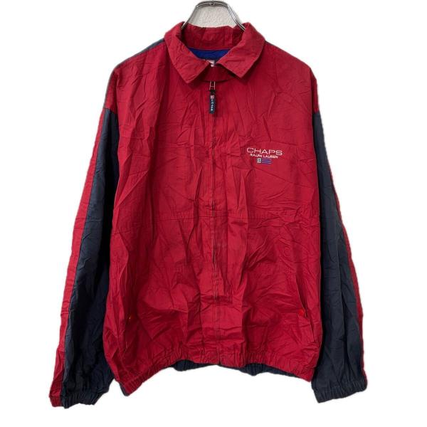 3527【希少】ラルフローレン レザーチンストラップ付 ハンティングジャケット CHAPS RALPH LAUREN ジャケット M レッド グレー チャップス ラルフ
