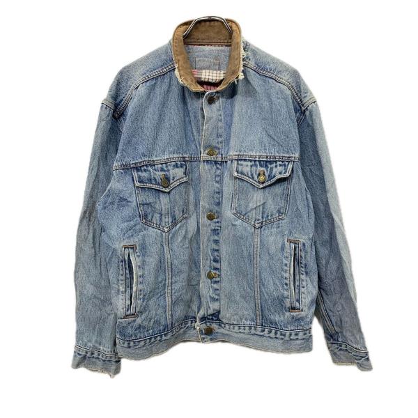 Marlboro デニムジャケット L アイスブルー マルボロ Gジャン 襟レザー