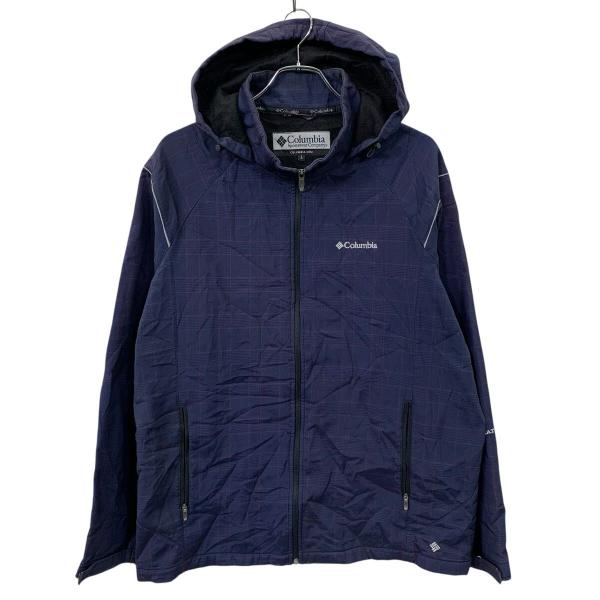 古着 Columbia ウォームアップジャケット パッチロゴ 裏地フリース L Columbia ナイロンジャケット L マルチカラー ネイビー コロンビア