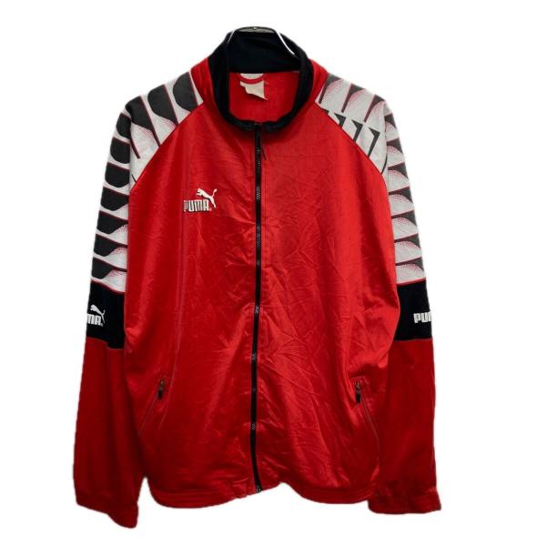 90s PUMA ロゴジャージ L〜 レッド プーマ ジップアップ ラグラン