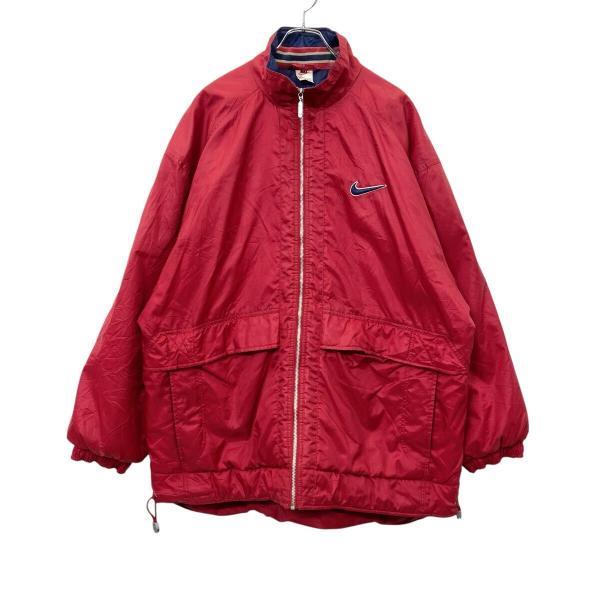 90s NIKE 中綿ナイロンジャケット XL レッド ナイキ ジップアップ