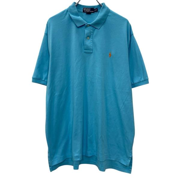 90s Polo by Ralph Lauren 半袖 ポロシャツ XXL ブルー ポロラルフ