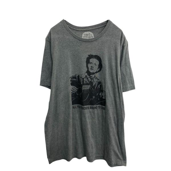 WOODY GUTHRIE 半袖 プリント Tシャツ XL グレー ウディ・ガスリー フォーク ミュージシャン 夏物 a808-5560