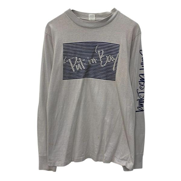 Velva Sheen 長袖 プリントTシャツ S グレージュ ベルバシーン プルオーバー アームプリント ビッグプリント ロンT 春物 a809-5006