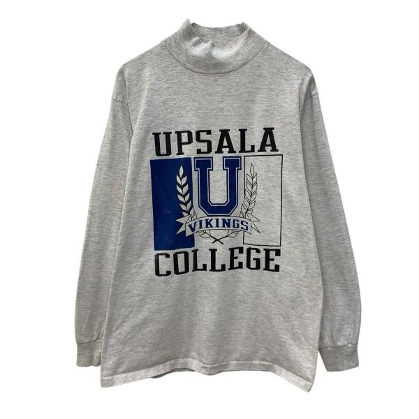 90s USA製 Velva Sheen 長袖 プリントTシャツ L ライトグレー ベルバーシーン プルオーバー ビッグプリント 90年代 春物 a809-5155