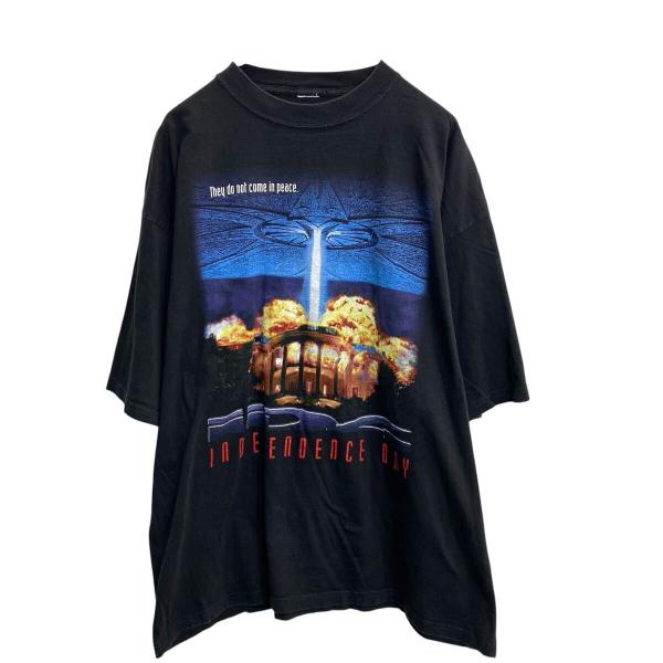 00s INDEPENDENCE DAY 半袖 ムービーTシャツ 2XL〜 ブラック インディペンデンスデイ 00年代 SF 映画 グラフィック 夏物 a809-5170