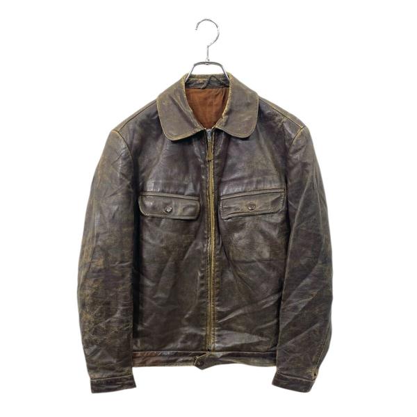 レザージャケット Lサイズ相当 ブラウン wIcoジッパー 40s〜 古着卸