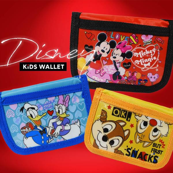 ディズニー グッズ 財布 子供用 折りたたみ ウォレット ラウンドジップ式 ストラップ付き 収納 ミッキー ミニー ドナルド デイジー チップ デール Disney