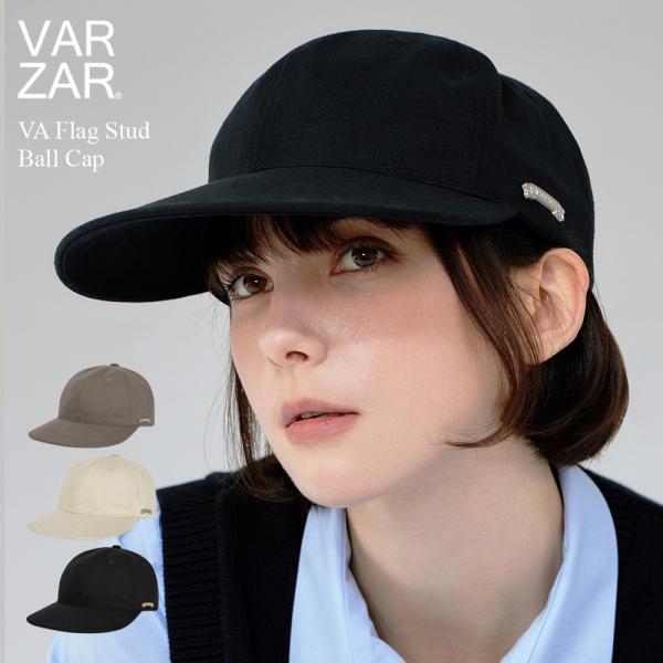 VARZAR バザール 韓国 帽子 キャップ 深め 小顔効果 顔が見えづらい 紫外線対策 レディース [Flag Stud Ball Cap 1752