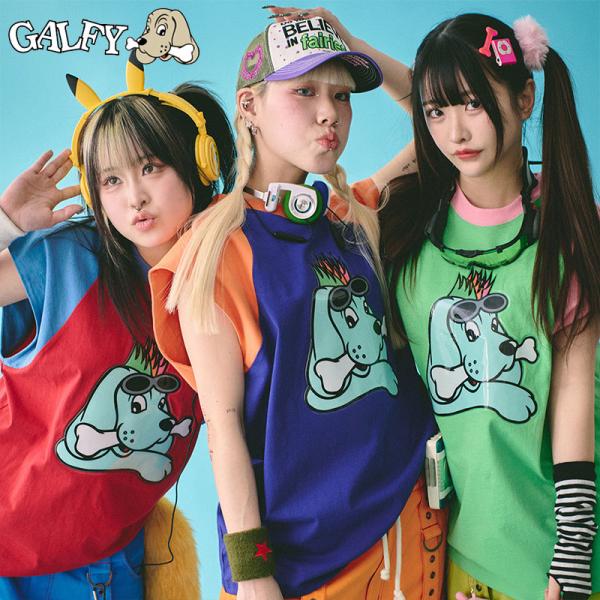 ガルフィー GALFY サイバーわんわん ぷっくりタンク 142014 ノースリーブ RED×BLUE NAVY×ORANGE  GREEN×PINK L XL