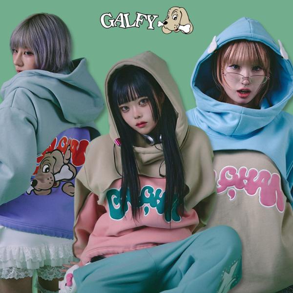 ガルフィー GALFY 半分パーカー 144021 #73 SAX×BEIGE #100 BEIGE×PINK #120 B.GRAY×PURPLE L XL ヤンキー プルオーバー 長袖 TGC 24AW