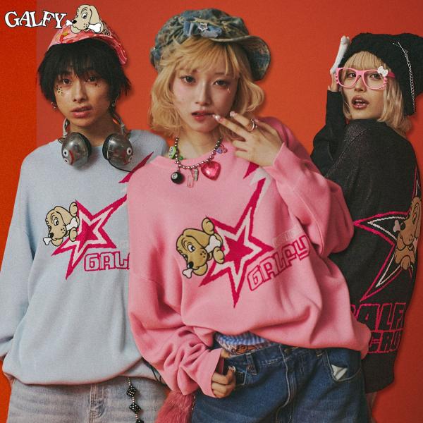 ガルフィー GALFY 星のガルフィー セーター ニット 長袖 151030  #20 BLACK #50 PINK #70 L.BLUE ヤンキー 25SS