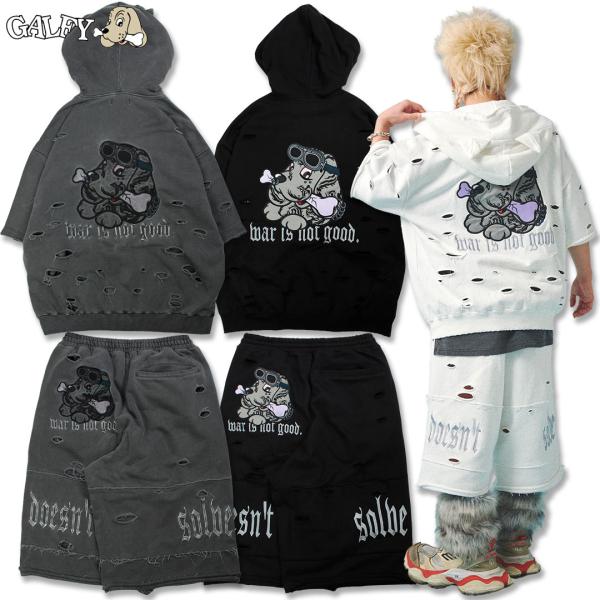 GALFY ガルフィー 病みに染まりし反戦 半パーカー 病みに染まりし反戦パンツ セットアップ 上下セット 152024 152023 25SS