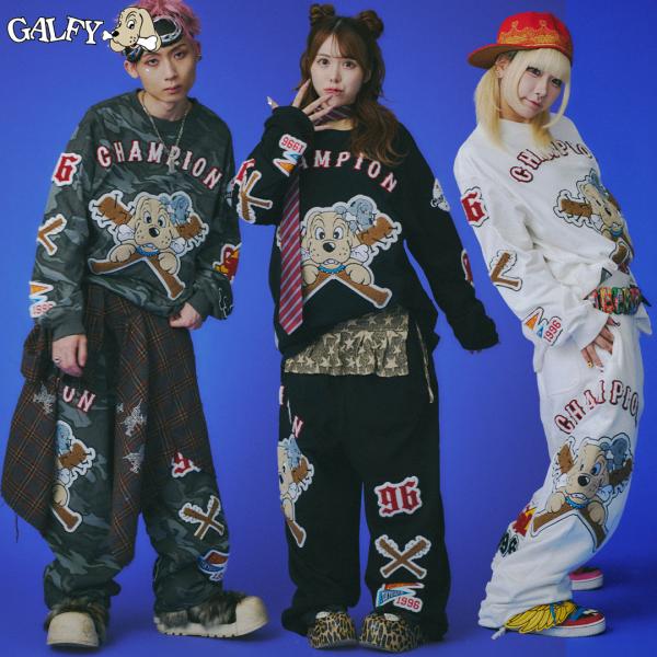 ガルフィー GALFY 復活わんわん大学ロンTee パンツ セットアップ 上下セット 長袖 Tシャツ 153026 153025 DOG ヤンキー ギャル 25AW