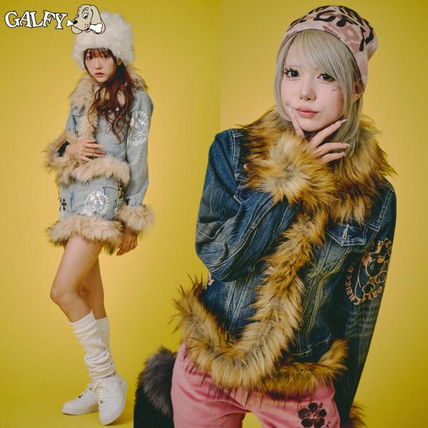 キャンディーガルフィー CANDY GALFY ぎゃるちゃんファーデニムJKT 153054 ＃40 VINTAGE INDIGO ＃70 ICE BLUE Gジャン ブルゾン ギャル ヤンキー 25AW