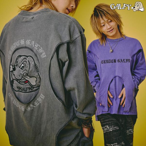 ガルフィー GALFY 穴の向こうにわんちゃんロンTee 153058 BLACK PURPLE Tシャツ 長袖 ロンT ギャル ヤンキー 25AW