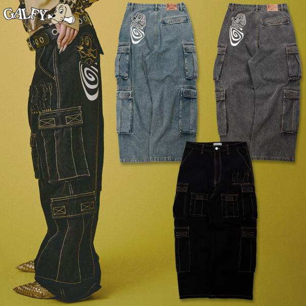 ガルフィー GALFY ぐるグニャデニムカーゴ 153074 BLACK BLUE BROWN デニム ズボン パンツ カーゴパンツ 秋冬 ギャル ヤンキー 25AW