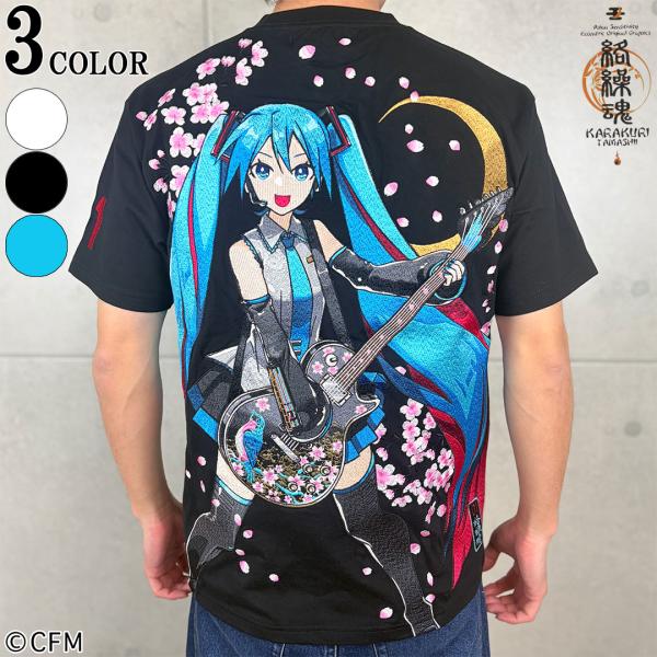 絡繰魂 × 初音ミク 【初音ミク】 桜満開 TEE M L XL XXL #10 WHITE #20 BLACK #70 BLUE 262007 iXima 限定 コラボ 和柄 26SS