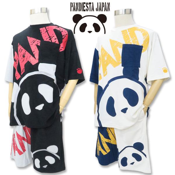 パンディエスタ 半袖Tシャツ ハーフパンツ 523567 セットアップ 白 000 黒 012 L XL XXL パンダ 刺? プリント PANDIESTA  上下セット