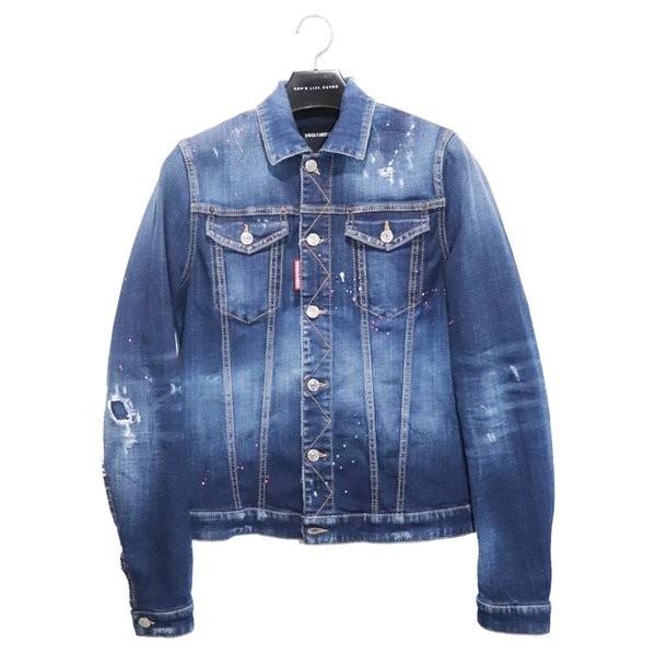 Dsquared2 Dark Pink Spray Classic Denim Jacket With Acid Glam Print ディースクエアード メンズ ジャケット アウター Mens メンズ サイズ48 新商品 W Class 通販 Paypayモール