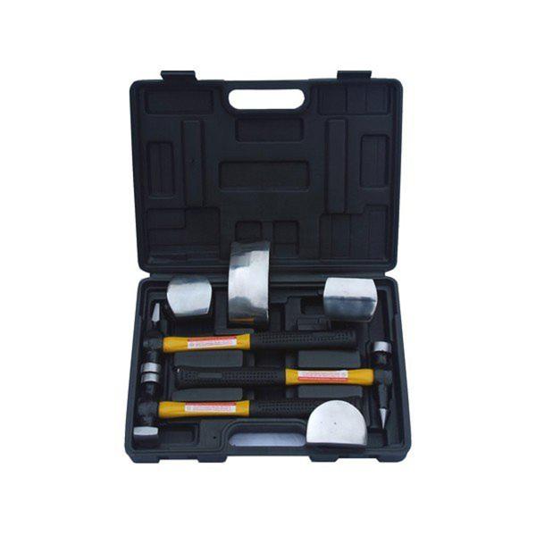 プロご用達！板金/金属加工セットです。3種類の形のハンマーと4種類のドリーで色々なラインの板金加工ができます。車体の凹み等の修正に。軟鉄なので板にやさしく作用。専用ケース入りなので持ち運びにも便利です。【内容】ハンマー×3ドーリー×4収納に...