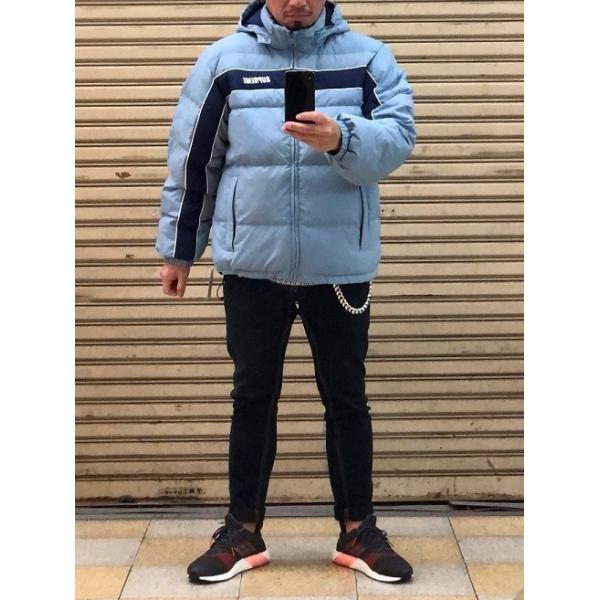 supreme stripe panel down jacket black