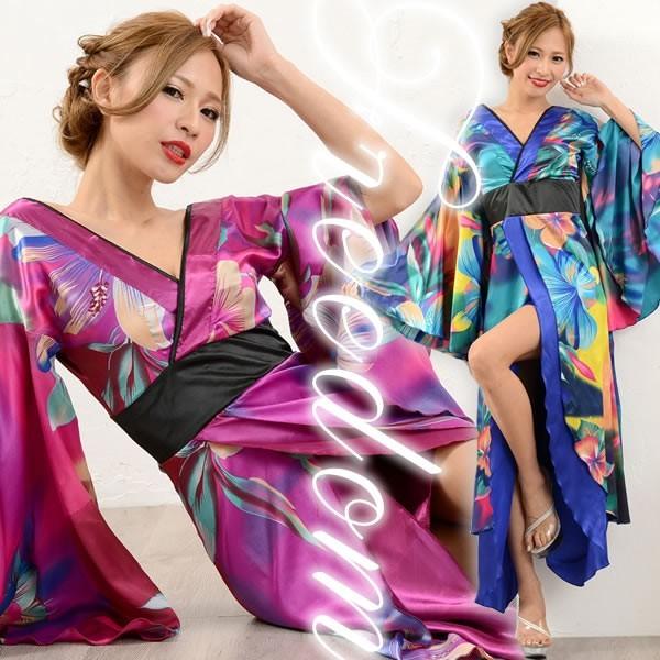 花魁 着物 着物ドレス コスプレ 衣装 花魁ドレス セクシーコス 激安 セール 艶やか花魁スタイル グラデーション 花柄プリント着物風ロングドレス Lr 430 スーツドレスカジュアルフリーダム 通販 Yahoo ショッピング