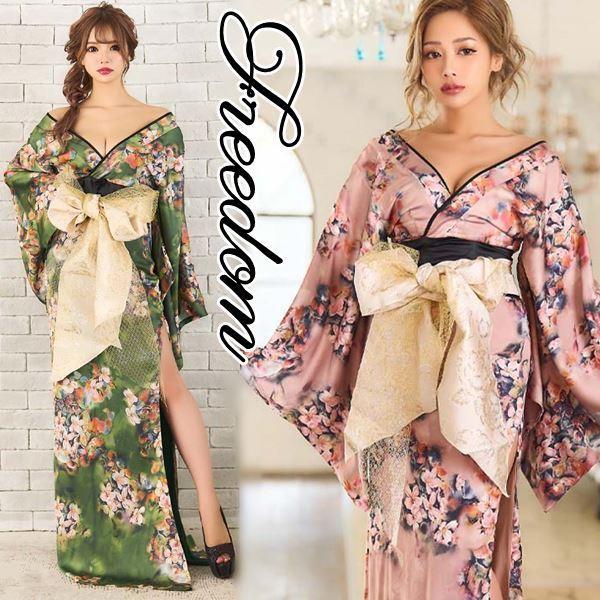 花魁 着物ドレス セクシー 着物 ドレス 着物風ドレス コスプレ 衣装 艶やか可愛い花魁スタイル ディープスリット花柄着物風ロングドレス セール Lr 616 スーツドレスカジュアルフリーダム 通販 Yahoo ショッピング