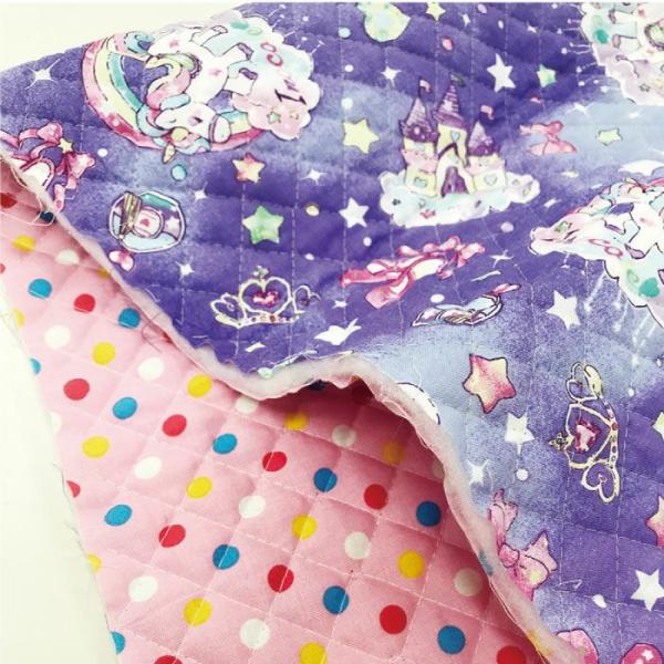 キルティング キルト 生地 50cm マイファンタジーワールド ユニコーン ドット ゆめかわ パープル 入園入学準備