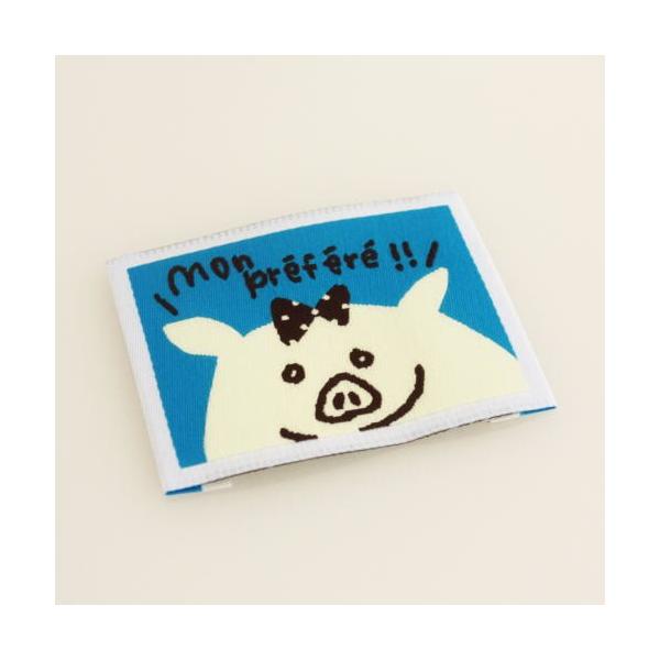 ハンドメイドに刺繍タグ5枚セット‐かくれんぼぶた（空色）