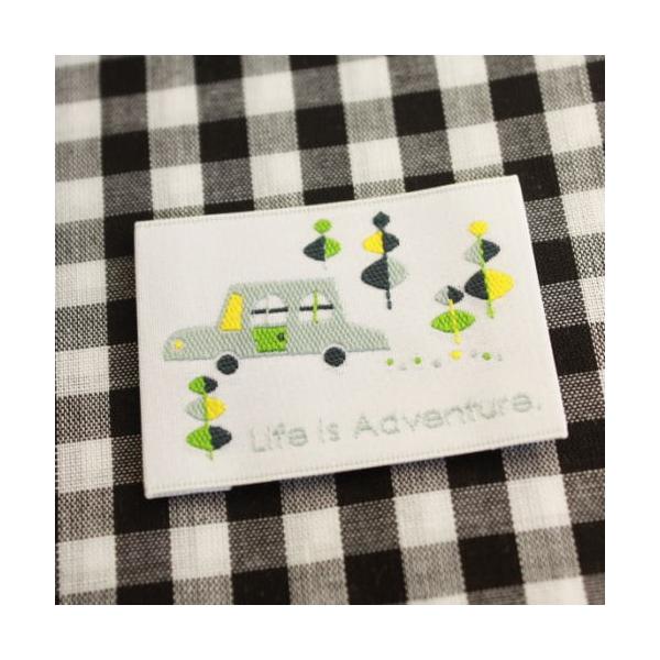 ハンドメイドに刺繍タグ5枚セット‐BOUSくるま（黄）