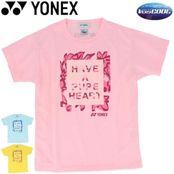 日本代表モデル　YONEX 半袖シャツ スポーツウェア ピンク 波柄 YONEX（ヨネックス） 半袖 ドライTシャツ レディース 吸汗速乾