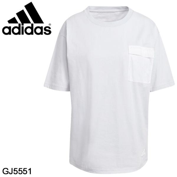 アディダス adidas 半袖シャツ 胸ポケット 白 ゆるだぼ 416PbZr1iQL.jpg_BO30,255,255,