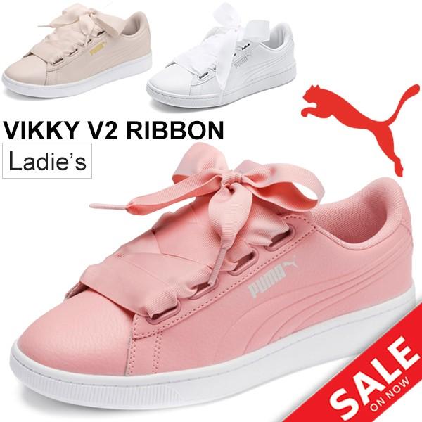 スニーカー レディース シューズ Puma プーマ ビッキー V2 リボン コア Vikky V2 Ribbon Core コートスタイル ひも靴 ローカット World Wide Market 通販 Yahoo ショッピング
