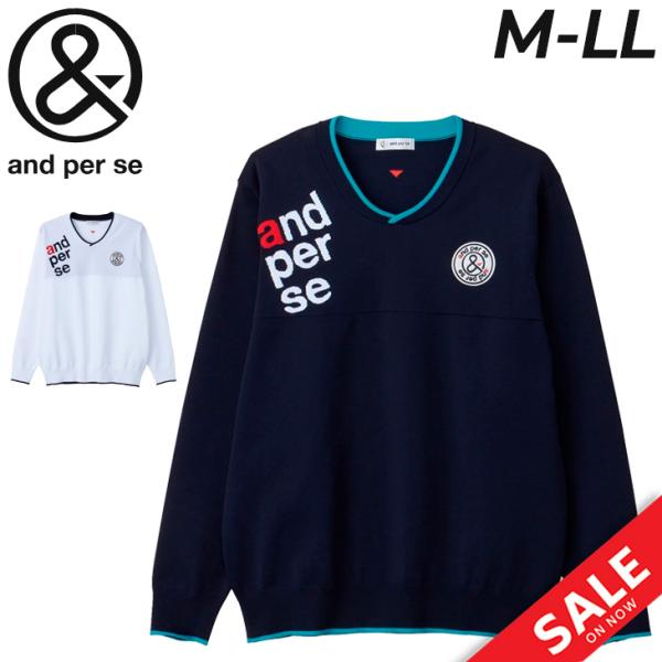 【and per se】 Vネックセーター and per se アンパスィ セーター 長袖 メンズ ゴルフウェア