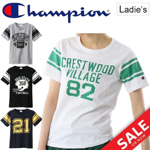 半袖tシャツ レディース Champion チャンピオン フットボール Tee プリントt アメフト アメカジ クルーネック 女性 半袖シャツ Cw P316 取寄 Cw P316 World Wide Market 通販 Yahoo ショッピング